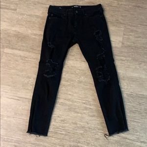 Stacked Skinny black hollister ripped jeans